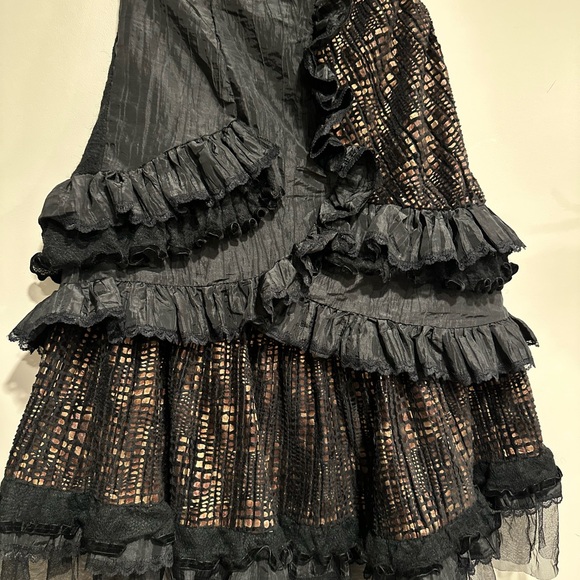 Textured Layered Skirt with Ruffles, Velvet & Tulle - Picture 2 of 4